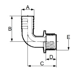 RACORD FURTUN COT 90° 32MM X 1TATA 1132432