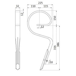 Dinte arc cultivator cu daltă CP51
