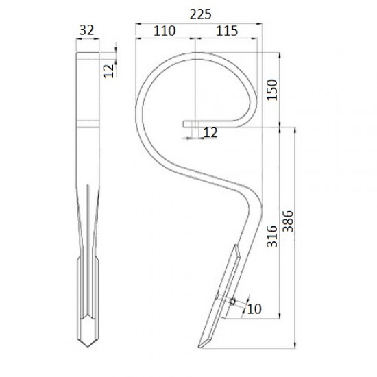 Dinte arc cultivator cu daltă CP51